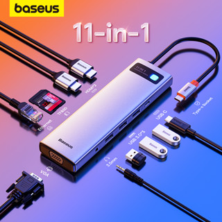 Baseus อะแดปเตอร์ฮับ USB C เป็น HDMI VGA USB 3.0 9/11 in 1 USB Type C RJ45 การ์ดรีดเดอร์ SD