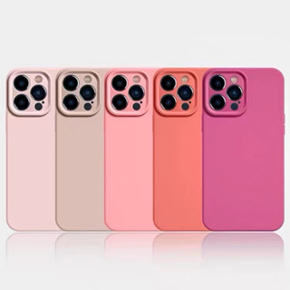 เคสโทรศัพท์มือถือ ซิลิโคนนิ่ม กันกระแทก สีพื้น หรูหรา สําหรับ iPhone 14 11 12 13 Pro Max 15 Pro