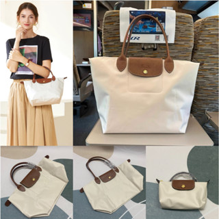 Longchamp กระเป๋าถือ กระเป๋าสะพายไหล่ ทรงเกี๊ยว กระดาษ สีขาว