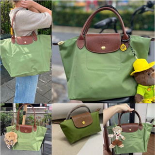 Longchamp กระเป๋าถือ กระเป๋าสะพายไหล่ สีเขียวมอส