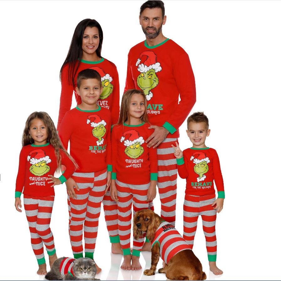 ชุดนอนครอบครัว-พิมพ์ลายการ์ตูนมอนสเตอร์-คริสต์มาส-ซานต้าคลอส-สําหรับครอบครัว