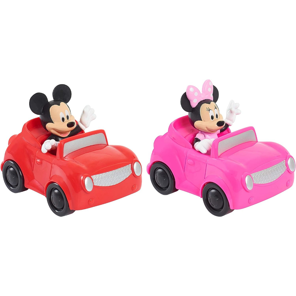 disney-junior-mickey-mouse-on-the-move-vehicles-2-pack-set-mickey-and-minnie-mouse-articulated-figures-and-cars-by-just-play-ชุดฟิกเกอร์-disney-junior-mickey-mouse-on-the-move-vehicles-สําหรับรถยนต์-2