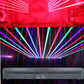 R RGB เลเซอร์ดิสโก้ DJ 8 รู ควบคุมด้วยเสียง และแสงเลเซอร์ DMX สําหรับงานปาร์ตี้