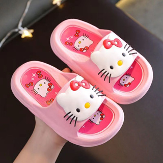 [อัพเกรดไม่ลื่น] รองเท้าแตะ พื้นนิ่ม ลาย Hello Kitty แฟชั่นฤดูร้อน สําหรับเด็กผู้หญิง ใส่ในบ้าน 2023