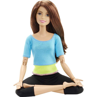 Barbie Made to Move Posable Doll in Blue Color-Blocked Top and Yoga Leggings, Flexible DJY08 ตุ๊กตาบาร์บี้ แฮนด์เมด เคลื่อนย้ายได้ สีฟ้า บล็อกด้านบน และเลกกิ้งโยคะ ยืดหยุ่น DJY08