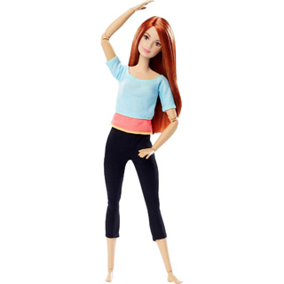 Barbie Made to Move Posable Doll in Pastel Blue Color-Blocked Top and Yoga Leggings, Flexible with Red Hair DPP74 ตุ๊กตาบาร์บี้ ทําเพื่อเคลื่อนไหว ตุ๊กตาที่สามารถวางได้ สีฟ้าพาสเทล บล็อกสีด้านบน และเลกกิ้งโยคะ ยืดหยุ่น พร้อมผมสีแดง DPP74