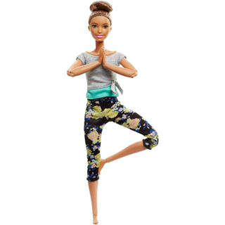 Barbie Made to Move Dolls with 22 Joints and Yoga Clothes, Floral, Blue FTG82 ตุ๊กตาบาร์บี้ แฮนด์เมด พร้อมข้อต่อ 22 ชิ้น และเสื้อผ้าโยคะ ลายดอกไม้ สีฟ้า FTG82