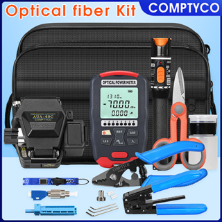 COMPTYCO C7 กล่องเครื่องมือไฟเบอร์ออปติก D7 Optical Power Meter -70+ ~ 10dbm Visual Fault Locator 10KM VFL พร้อมอะแดปเตอร์ FC-LC กรรไกรตัดสายไฟเบอร์ออปติก 60C