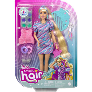 Barbie Totally Hair Doll, Star-Themed with 8.5-Inch Fantasy Hair &amp; 15 Styling Accessories (8 with Color-Change Feature) HCM88 ตุ๊กตาบาร์บี้ ธีมดาว พร้อมผมแฟนตาซี 8.5 นิ้ว และเครื่องประดับจัดแต่งทรงผม 15 ชิ้น (8 พร้อมคุณสมบัติเปลี่ยนสี) HCM88