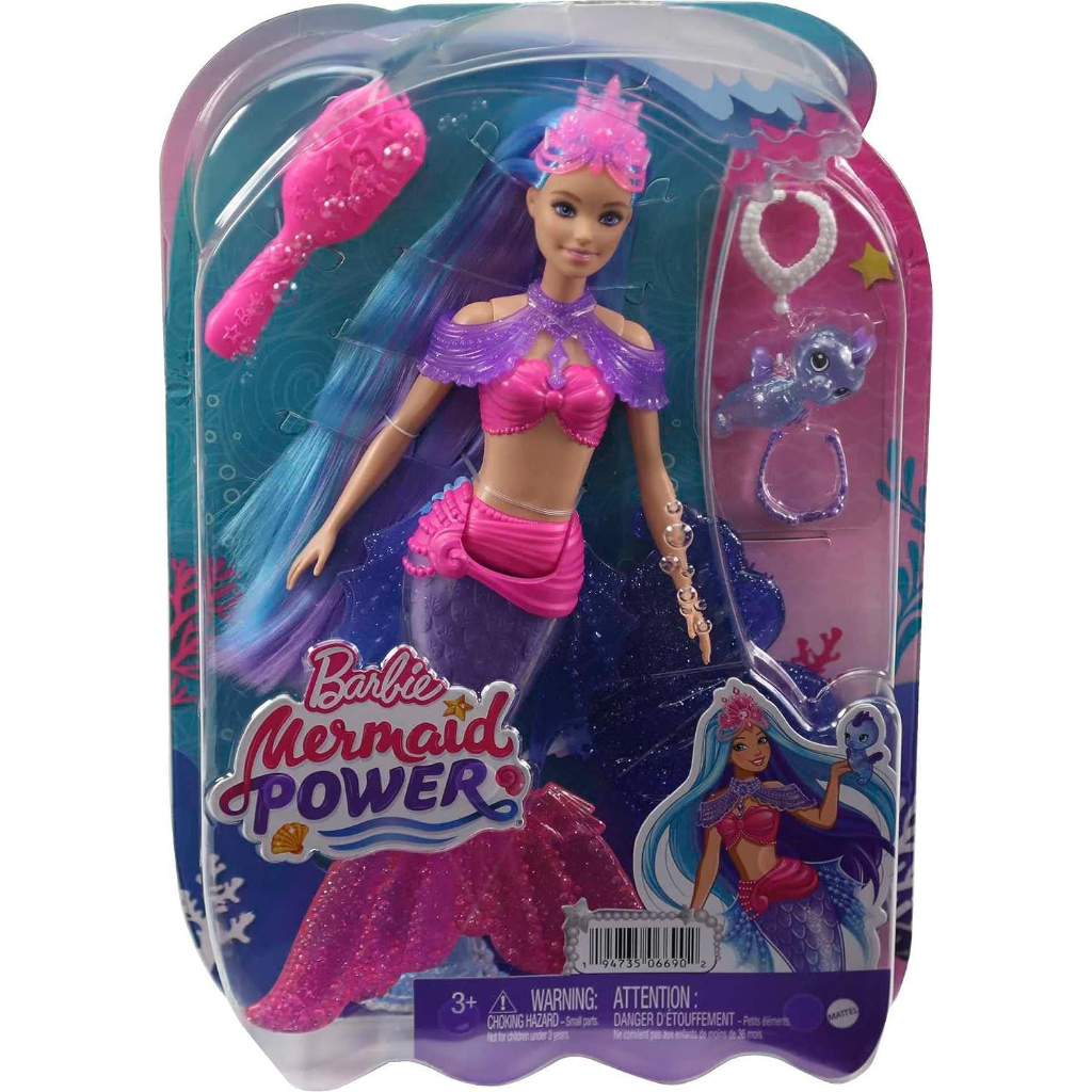 barbie-mermaid-power-doll-malibu-with-seahorse-pet-and-accessories-mermaid-toys-with-interchangeable-fins-hhg52-ตุ๊กตาบาร์บี้นางเงือก-พร้อมม้าน้ํา-และครีบเปลี่ยนได้-hhg52