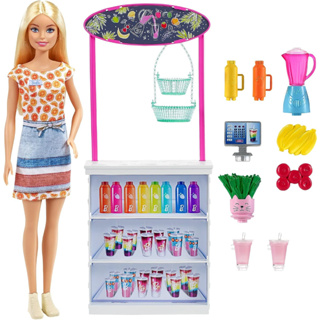 Barbie Smoothie Bar Playset with Blonde Doll, Smoothie Bar &amp; 10 Accessories GRN75​ ชุดของเล่นตุ๊กตาบาร์บี้ พร้อมตุ๊กตาบลอนด์ สมูทตี้บาร์ และอุปกรณ์เสริม 10 ชิ้น GRN75​