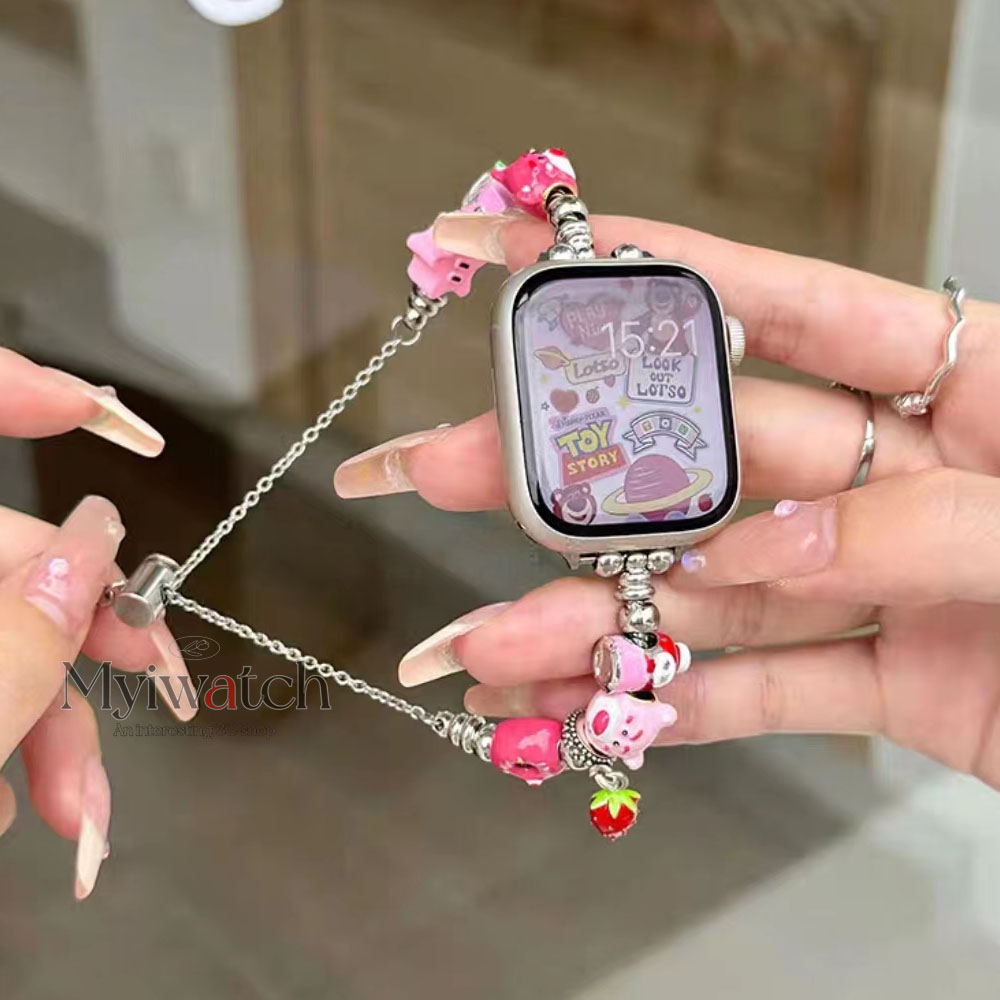 pandora-สายโซ่ลูกปัดโลหะ-ลายการ์ตูนน่ารัก-สําหรับ-iwatch-8-7-6-5-se-4-3-2-1-iwatch-49-มม-41-มม-45-มม-44-มม-40-มม-38-มม-42-มม