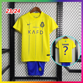 เสื้อกีฬาแขนสั้น ลายทีมชาติฟุตบอล Al Nassr 2023-24 cr7 สําหรับเด็ก