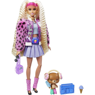 Barbie Extra Doll 8 In Varsity Jacket With Furry Arms and Pet Teddy Bear GYJ77 เสื้อแจ็กเก็ตตุ๊กตาบาร์บี้ 8 นิ้ว พร้อมแขนขนฟู และตุ๊กตาหมีเท็ดดี้ GYJ77