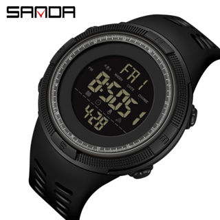 Sanda นาฬิกาข้อมือดิจิทัล LED อิเล็กทรอนิกส์ กันน้ํา 50 เมตร สไตล์ทหาร แฟชั่นสําหรับผู้ชาย