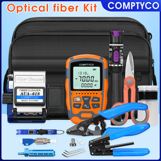 COMPTYCO E4 กล่องเครื่องมือไฟเบอร์ออปติก M7 OPM Optical Power Meter -70+ ~ 10dbm 30MW Visual Fault Locator 30km VFL พร้อมกล่องไฟเบอร์เสีย AUA-61S เครื่องตัดไฟเบอร์พร้อมอะแดปเตอร์ FC-LC