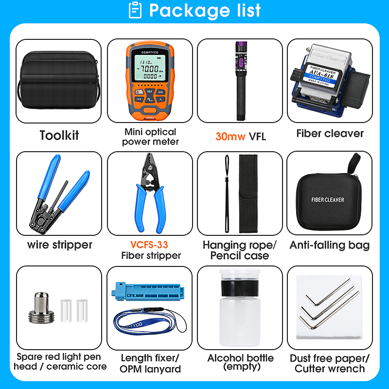 comptyco-e6-กล่องเครื่องมือไฟเบอร์ออปติก-m7-opm-optical-power-meter-70-10dbm-30mw-visual-fault-locator-30km-vfl-พร้อมกล่องไฟเบอร์เสีย-aua-61s-เครื่องตัดไฟเบอร์ออปติก