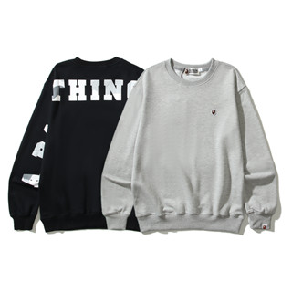 Bape เสื้อฮู้ดลําลอง คอกลม ผ้าฝ้าย ปักลาย มีสไตล์ สําหรับทุกเพศ