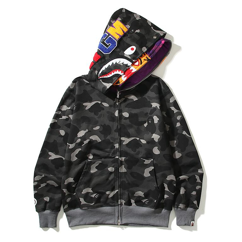 bape-เสื้อฮู้ดลําลอง-ผ้าฝ้าย-ปักลาย-มีซิป-สําหรับทุกเพศ-ทุกวัย