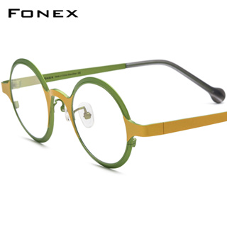 Fonex ใหม่ แว่นตาแฟชั่น กรอบไทเทเนียม ทรงกลม หลากสี สไตล์เรโทร สําหรับผู้หญิง F85773 2023