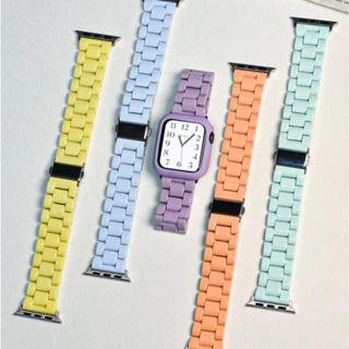 สายนาฬิกาข้อมือสเตนเลส สีแคนดี้ สําหรับ Smart Watch Band 44 มม. 40 มม. 41 มม. 45 มม. 49 มม. 38 มม. 45 มม. iwatch Series 8 7 6 SE 5 3 Ultra Band