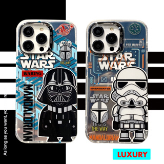 เคสโทรศัพท์มือถือ ซิลิโคนนิ่ม ชุบไฟฟ้า ลายการ์ตูน Star Wars น่ารัก สําหรับ iPhone 15 pro max 14 pro 13 pro max 12 pro 11