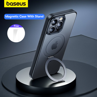 Baseus เคสแม่เหล็กตั้งได้ สําหรับ iPhone 15 Pro Max Plus 180° แหวนขาตั้ง ปรับได้ สําหรับเคสชาร์จไร้สาย MagSafe