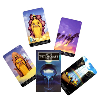 ไพ่ทาโรต์ สีเงิน 78 ดาดฟ้า วิสัยทัศน์ภาษาอังกฤษ Fate Divination Oracle Cards Funny Board Game Playing Games Part aiath