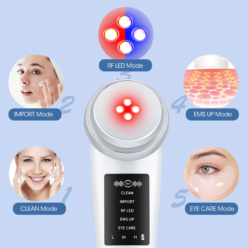 เครื่องนวดหน้า-ความถี่วิทยุ-กัลวานิก-ไมโคร-ยกกระชับใบหน้า-ems-ไฟ-led-สีแดง-สีฟ้า-ฟื้นฟูผิว-ดูแลผิว