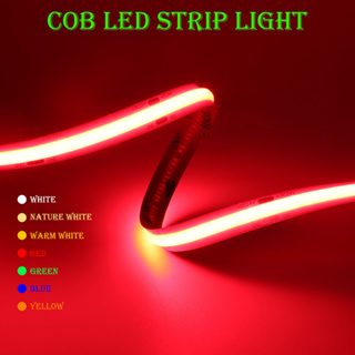 Cob สายไฟ LED 528 ดวง ความหนาแน่นสูง ยืดหยุ่น สีแดง ฟ้า เขียว DC12 24V สําหรับตกแต่งห้อง วันหยุด คริสต์มาส