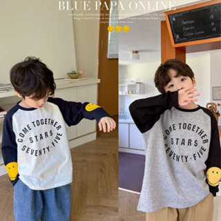 [Baile Little Forest] เสื้อยืดแขนยาว ผ้าฝ้าย ทรงหลวม แฟชั่นฤดูใบไม้ผลิ และฤดูใบไม้ร่วง สําหรับเด็กผู้ชาย