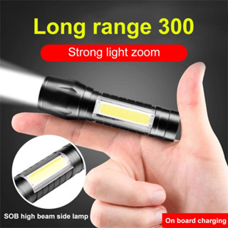 ไฟฉาย LED อลูมิเนียมอัลลอยด์ ชาร์จ USB COB Mini ซูมได้ ไฟฉายอเนกประสงค์กลางแจ้ง