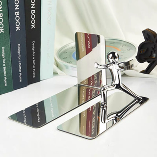 DDORIA โลหะ Bookends Kung Fu Man Design โลหะกันสนิมทนทานความเสถียรสูง Book Ends สำหรับ Home Office Library