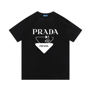 Prad เสื้อยืดลําลอง ผ้าฝ้าย แขนสั้น คอกลม พิมพ์ลาย แฟชั่นสําหรับผู้ชาย และผู้หญิง