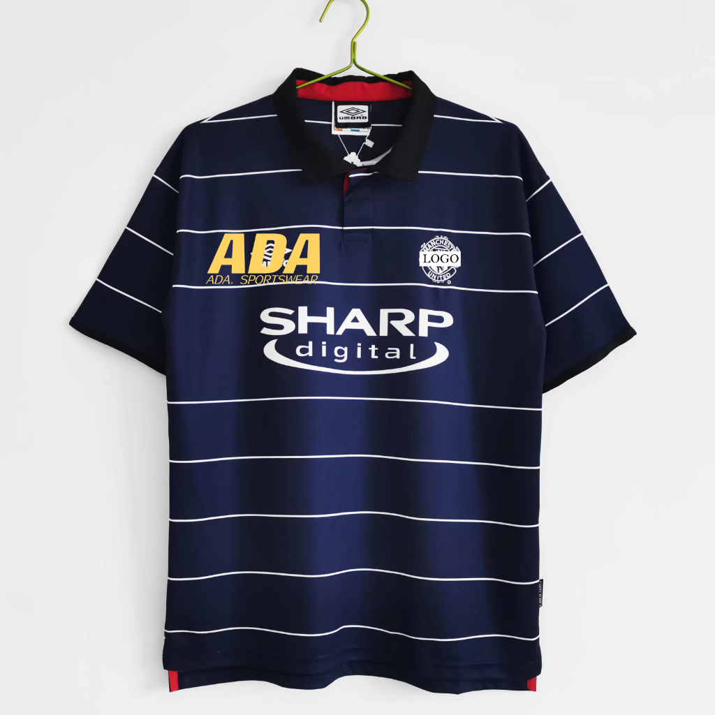 เสื้อกีฬาแขนสั้น-ลายทีมชาติฟุตบอล-man-u-away-99-00-คุณภาพสูง-ไซซ์-s-2xl