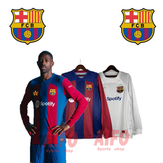 เสื้อกีฬาแขนยาว ลายทีมชาติฟุตบอล Barcelona Jersey 23 24 ชุดเหย้า คุณภาพสูง สําหรับผู้ชาย