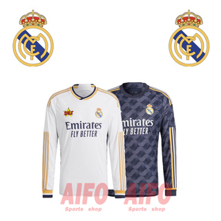 เสื้อกีฬาแขนยาว ลายทีมฟุตบอล Real Madrid Jersey 23 24 ชุดเหย้า คุณภาพสูง สําหรับผู้ชาย