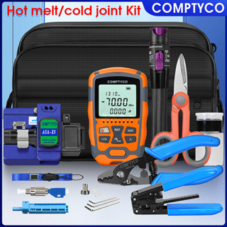 COMPTYCO ชุดเครื่องมือไฟเบอร์ออปติก 3 in 1 ไฟเบอร์ออปติกมิเตอร์ไฟฟ้า OPM Visual Fault Locator ตัวแยกไฟเบอร์ 30mw VFL30KM ไฟเบอร์ออปติก Stripper พร้อมอะแดปเตอร์ FC-LC