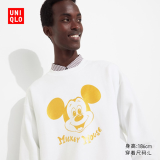 ใหม่ Uniqlo เสื้อกันหนาว แขนยาว ลาย Mickey Shines สําหรับผู้ชาย ผู้หญิง (UT) 461040