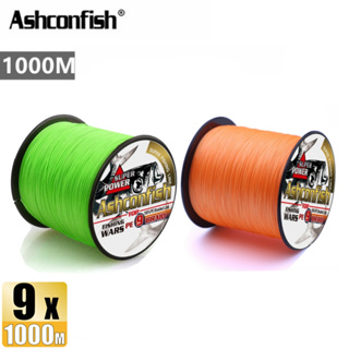 Ashconfish สายเอ็นตกปลา PE แบบถัก 1000 ม. X9 9 เส้น สีเขียวอ่อน สีส้ม