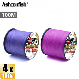 Ashconfish สายเบ็ดตกปลา PE แบบถัก 100 ม. สีม่วง สีชมพู 4 เส้น X4