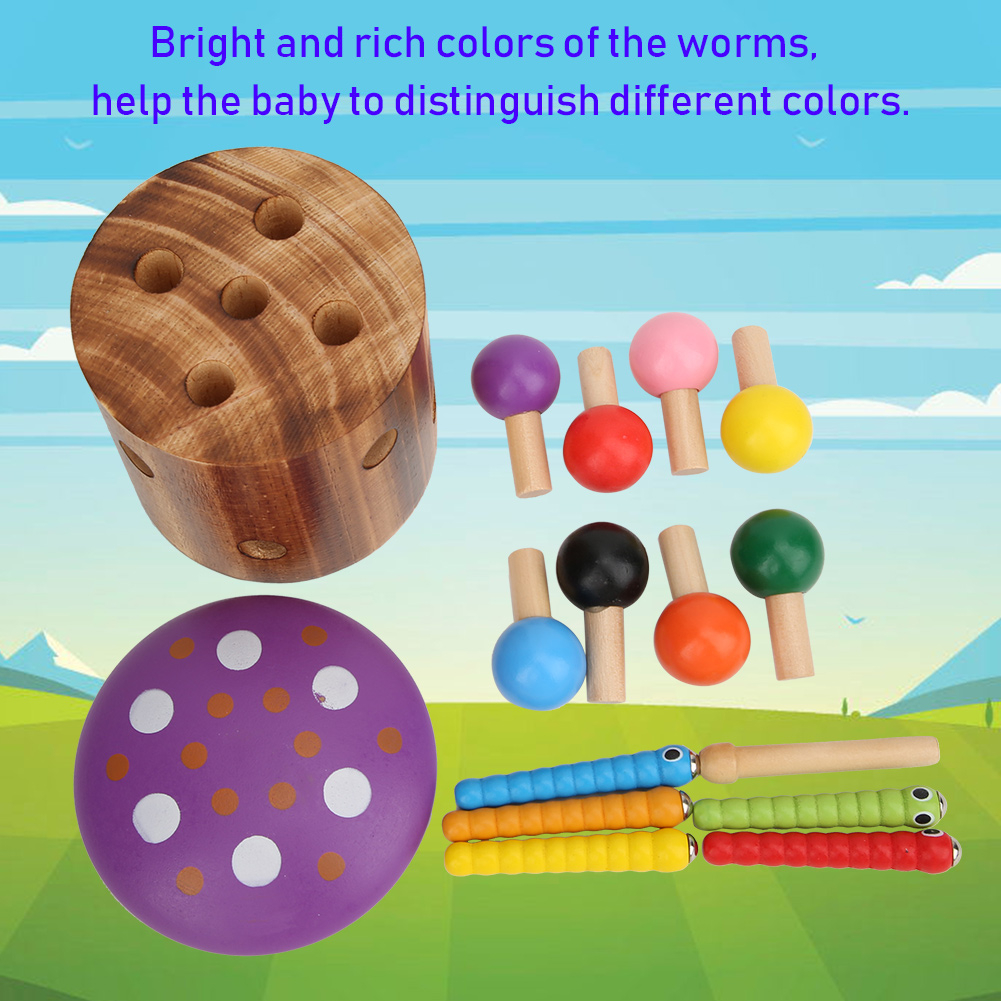 เกมจับเห็ดตัวหนอนของเล่นไม้แม่เหล็กบล็อกสำหรับเด็กการเรียนรู้การฝึกอบรมของเล่นเพื่อการศึกษา-navee