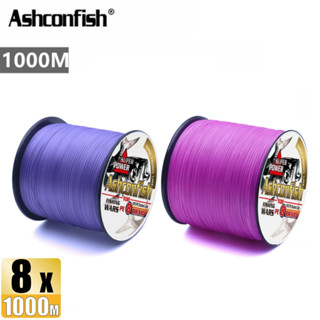 Ashconfish สายเอ็นตกปลา แบบถัก PE X8 ยาว 1000 ม. สีม่วง สีชมพู 8 เส้น