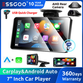 Essgoo เครื่องนําทาง GPS สเตอริโอ ไร้สาย แบบพกพา 7 นิ้ว Android FHD IPS 2.5D หน้าจอสัมผัส รองรับกล้อง AHD ควบคุมด้วยเสียง สําหรับรถยนต์