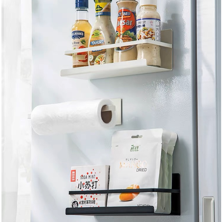 ddoria-2-ชิ้นแม่เหล็กชั้นวางเครื่องเทศตู้เย็นชั้นเก็บมัลติฟังก์ชั่จัดเก็บห้องครัวชั้นวางแร็คสีดำ