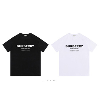 เสื้อยืดลําลอง ผ้าฝ้าย แขนสั้น คอกลม พิมพ์ลาย Burberr แฟชั่นสําหรับผู้ชาย และผู้หญิง