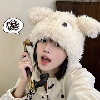 หมวกกันหนาว ผ้ากํามะหยี่ขนนิ่ม ลายการ์ตูนลูกสุนัขน่ารัก สไตล์เกาหลี ให้ความอบอุ่น เข้าได้กับทุกชุด สําหรับผู้หญิง