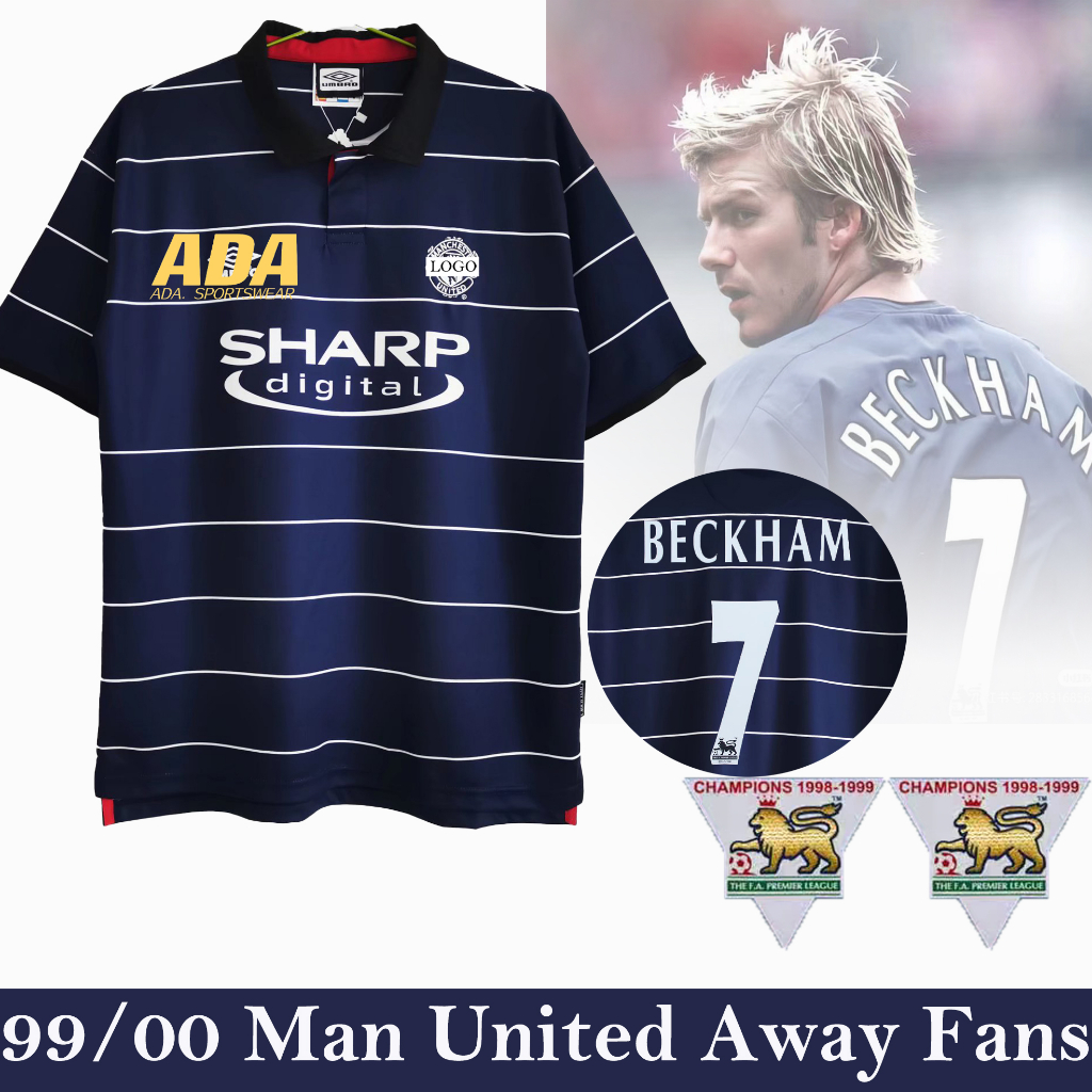 เสื้อกีฬาแขนสั้น-ลายทีมชาติฟุตบอล-man-u-away-99-00-คุณภาพสูง-ไซซ์-s-2xl