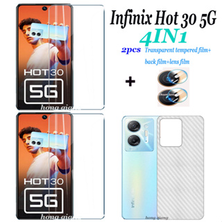 4in1 ฟิล์มกระจกนิรภัยใส ฟิล์มด้านหลัง ฟิล์มเลนส์ สําหรับ Infinix Hot 30 5G Infinix Hot 30i Hot 30 Play Hot 30 Play Nfc 2