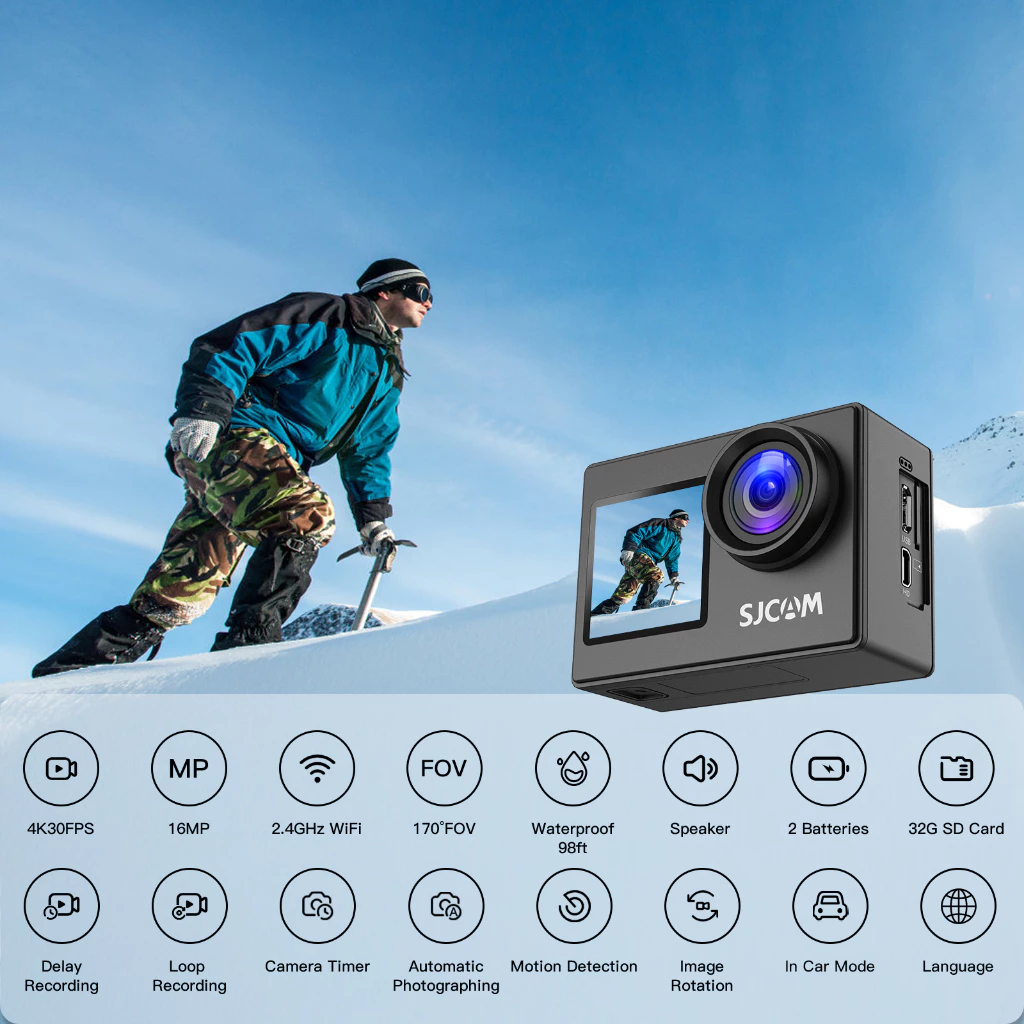 SJCAM SJ4000 AIR กล้องแอคชั่น หน้าจอคู่ SJ4000 Wifi 4K Ultra HD กล้องใต้น้ํา 30 เมตร กันน้ํา กล้องติดหมวกกันน็อค รับประกัน 1 ปี https://wayoza.com